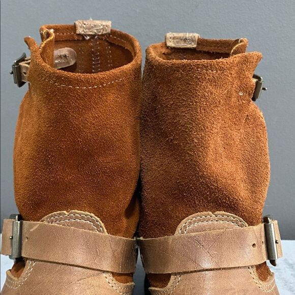 Brown Leather And Suede Ankle Boots with Buckles Size 7 - Picture 4 of 16